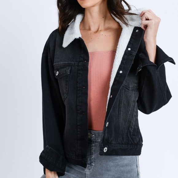 Jackets & Blazers - Denim Sherpa Jacket